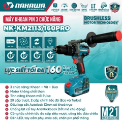 Máy khoan pin 3 chức năng NAKAWA NK-KM2113/160PRO