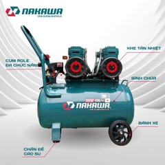 Máy nén khí không dầu, tốc nhanh, siêu êm NAKAWA NK-52H52L - 52 lít