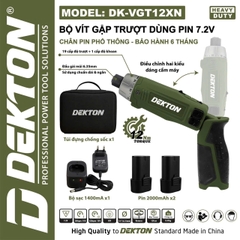 Bộ Vít Gập Trượt Dùng Pin 7.2V DEKTON DK-VGT12XN Oliu, Pin 2000mAh X2