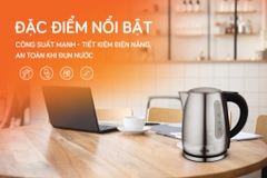 Ấm siêu tốc UNIE UE-300 dung tích 1L, chất liệu inox304 an toàn, vạch chia mức nước dễ quan sát