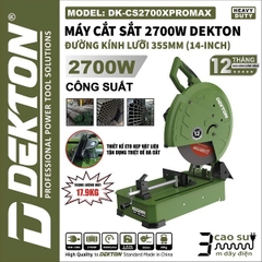 Máy cắt sắt 2700W Dekton DK-CS2700XPROMAX đường kính lưỡi 355mm