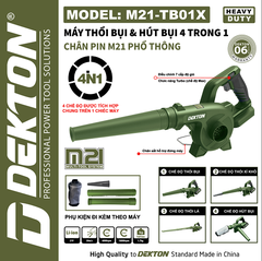 Máy thổi bụi & hút bụi dùng pin 4 trong 1 Dekton M21-TB01X