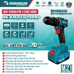Máy khoan pin 3 chức năng NAKAWA NK-KM2113/70PRO
