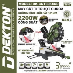 Máy Cắt Nhôm 305mm 2200W Curoa Dekton DK-CNT305XCR Ti Trượt 30mm