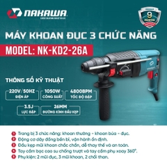 Máy khoan đục 3 chức năng NAKAWA NK-KD2-26A
