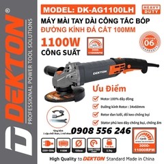 Máy mài tay dài công tắc bóp Dekton DK-AG1100LH 1100W đường kính đá cắt 100mm