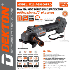 Thân máy mài góc dùng pin 21V Dekton M21-AG9600PRO