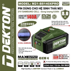 Pin Dekton 21V M21-B8140XPRO, Dung Lượng 8.0Ah, Dòng Xả 140A