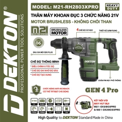 Thân máy khoan đục 3 chức năng dùng pin 21V Dekton M21-RH2803XPRO