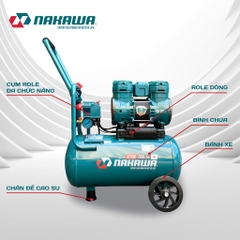 Máy nén khí không dầu, tốc nhanh, siêu êm Nakawa NK-BH2530E - 30 lít 1875W