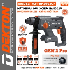Thân máy khoan đục 3 chức năng dùng pin 21V Dekton M21-RH2603CP