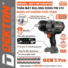 Máy Siết Bulong đầu 3/4 Inch 1650Nm Dùng Pin Phổ Thông Dekton M21-IW1650PRO
