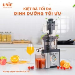 Máy ép chậm UNIE USJDC71S công suất 400W, ép kiệt bã tối ưu, giữ trọn 98% dưỡng chất trong rau củ quả