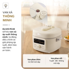 Nồi Áp Suất Điện Đa Năng OLIVO PC40 – Nồi 2 Nắp, 3 Chế Độ Nấu, Màn Hình OLED Hiện Đại, Lòng Nồi INOX 304, Đa Chức Năng 10 Chế Độ Cài Sẵn, Dung Tích 4L, Công Suất 1300W