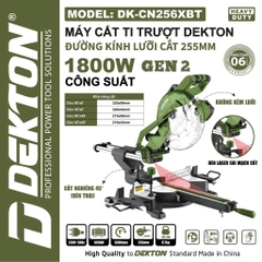 Máy cắt ti trượt Dekton DK-CN256XBT 1800W đường kính lưỡi cắt 255mm