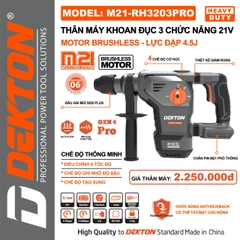 Thân máy khoan đục 3 chức năng 21V Dekton M21-RH3203PRO