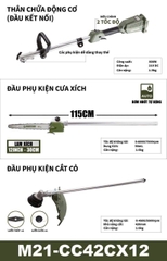Máy Cắt Cỏ & Cưa Cành 2 trong 1 Dùng Pin 21V Dekton M21-CC42CX12