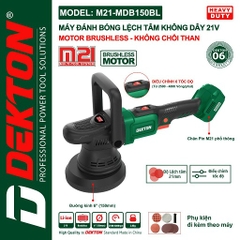 Máy đánh Bóng Lệch Tâm Dùng Pin Dekton M21-MDB150BL động Cơ Không Chổi Than