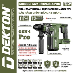 Thân máy khoan đục 3 chức năng dùng pin 21V Dekton M21-RH2603XPRO