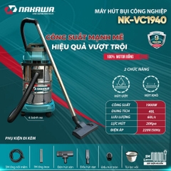 Máy hút bụi công nghiệp NAKAWA NK-VC1940 (1.9Kw-40L)