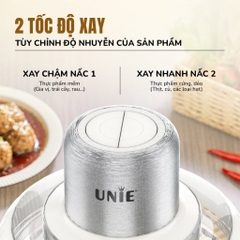 Máy xay thịt UNIE UM366 dung tích 2,5L, 2 cối xay thủy tinh, đánh ruốc, bóc tỏi tiện lợi