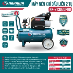 Máy Nén Khí đầu liền 2 tụ NAKAWA NK-2T3035PRO 2250W 35L