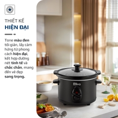 Nồi Nấu Chậm OLIVO SC30 - 3 Mức Nhiệt Cài Sẵn - Điều Khiển Núm Xoay - Lòng Gốm Tráng Men - Nắp Kính Cường Lực - Dung tích 3L