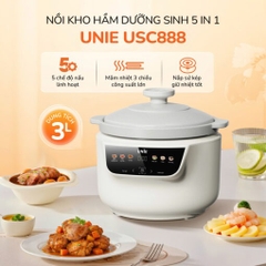 Nồi kho hầm dưỡng sinh 5 in 1 UNIE USC888, nắp sứ kép cao cấp – giữ nhiệt, khóa ẩm bằng vi áp suất