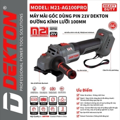 Thân máy mài góc dùng pin 21V Dekton M21-AG100PRO đường kính lưỡi 100mm