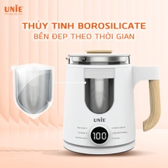 Ấm siêu tốc đa năng 6in1 UNIE UEK1081W màn hình hiển thị điện tử, chất liệu thủy tinh bền bỉ