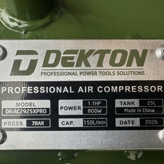 Máy nén khí không dầu 25L 1.1HP Dekton DK-AC2925XPRO