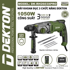 Máy khoan đục 3 chức năng Dekton DK-RH2603XPRO 1050W