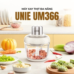 Máy xay thịt UNIE UM366 dung tích 2,5L, 2 cối xay thủy tinh, đánh ruốc, bóc tỏi tiện lợi