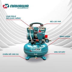 Máy nén khí không dầu, tốc nhanh, siêu êm Nakawa NK-BH1812PRO - 12 lít 1350W
