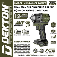 Thân máy bulong dùng pin 21V Dekton M21-IW680PROMAX