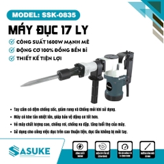 Điện Máy Minh Thành HD - Máy Khoan Đục Bê Tông Mũi 17 SSK-0835  Công Suất 1600W  Tốc độ 0-2.900r/min Thương Hiệu SASUKE Dây Đồng Bảo Hành 6 Tháng