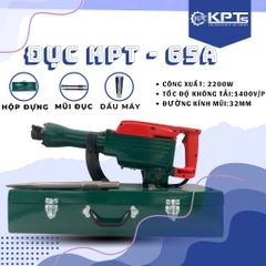 MÁY CHUYÊN ĐỤC KPTs KPT-65A TỐC ĐỘ 1400V/P CÔNG SUẤT 2200W-220V MŨI 32MM THỜI GIAN LÀM VIỆC TỐI ƯU 30/90S KÈM 2 MŨI CHÂN LỤC GIÁC NHỌN DẸT