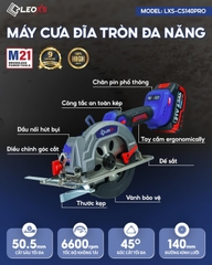 Thân Máy Cưa Đĩa Tròn Pin 21V LEOXs LXS-CS140PRO Không Chổi Than Lưỡi 140mm Cắt Gỗ Đa Năng