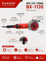 Máy Cắt Rãnh Tường NANXIN NX-1135 1 Lưỡi 1600W Lưỡi 133MM 8500R/MIN Chuyên Cắt Tường Điện Nước