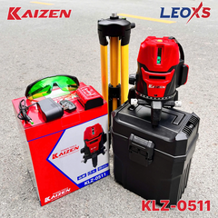MÁY CÂN BẰNG LASER KAIZEN MÁY BẮN CỐT 5 TIA XANH LÁ KLZ-0511 CÓ REMOTE CHỈNH TIA ĐẬM NHẠT PHẠM VI LÀM VIỆC 50 ĐẾN 100M SAI SỐ ± 1MM PHẠM VI 7M CHỐNG VA ĐẬP CHỐNG NƯỚC IPX54
