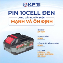 Pin 21V KPTs PIN-10CELL 10 Cell 5.0Ah Chân M21 Lithium-Ion Dùng Cho Máy Khoan Máy Mài Máy Siết Bulông