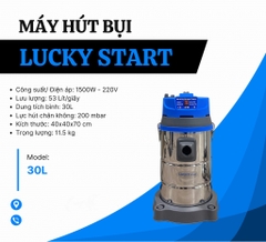MÁY HÚT BỤI LUCKY START CC-30L 1500W-220V LƯU LƯỢNG 53L/S DUNG TÍCH BÌNH 30L LỰC HÚT CHÂN KHÔNG 200 MBAR THIẾT KẾ GỌN NHẸ PHÙ HỢP TIỆM RỬA XE NHỎ VĂN PHÒNG GIA ĐÌNH LỰC HÚT MẠNH MẼ