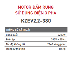 MÁY ĐẦM DÙI BÊ TÔNG ĐIỆN 3 PHA KAIZEN KZE2.2-380