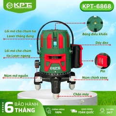 MÁY CÂN MỰC LASER KPTs KPT-6868 5 TIA SIÊU SÁNG BƯỚC SÓNG 532NM QUAY 360 ĐỘ CÓ REMOTE CHÍNH XÁC BỀN BỈ DỄ SỬ DỤNG DÀNH CHO THỢ CHUYÊN