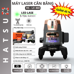 MÁY CÂN BẰNG LASER 5 TIA XANH HATSU HS LX-460 CÓ ĐIỀU KHIỂN QUAY 360° KÈM CHÂN
