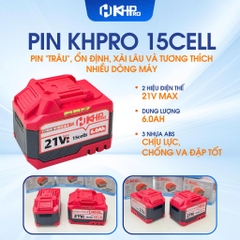 PIN 21V KPT PIN-15C 6.0Ah Lithium-ion Chân M21 Phổ Thông Dùng Cho Máy Khoan Máy Mài Siết Bulông