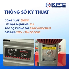 MÁY CHUYÊN ĐỤC KPTs KPT-95A TỐC ĐỘ 2040V/P CÔNG SUẤT 3000W-220V MŨI 32MM THỜI GIAN LÀM VIỆC TỐI ƯU 30/90S KÈM 2 MŨI CHÂN LỤC GIÁC NHỌN DẸT