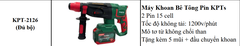 MÁY KHOAN PIN BÊ TÔNG KPTs KPT-T2126 3.0J 5.500V/P MÔ TƠ KHÔNG CHỔI THAN