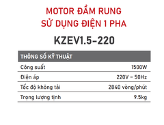 MÁY ĐẦM DÙI BÊ TÔNG CHẠY ĐIỆN KAIZEN KZE1.5-220