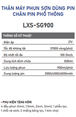 MÁY PHUN SƠN MINI DÙNG PIN CẦM TAY LEOxs LXS-SG900 MÔ TƠ KHÔNG CHỔI THAN CHÂN PIN PHỔ THÔNG